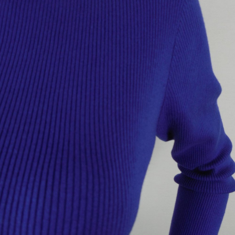 RALPH LAUREN Top L NWT Blue Sweater Long Bell Sleeves Casual Party Stretch Rib - Picture 3 of 8